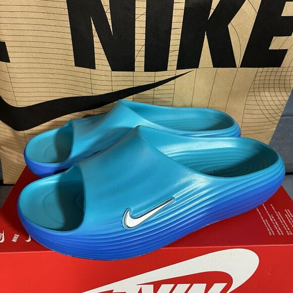 NEW Nike ReactX Rejuven8 Slides "Dusty Cactus" Blue Green Men Size 14 HV4479-300 - Picture 1 of 7